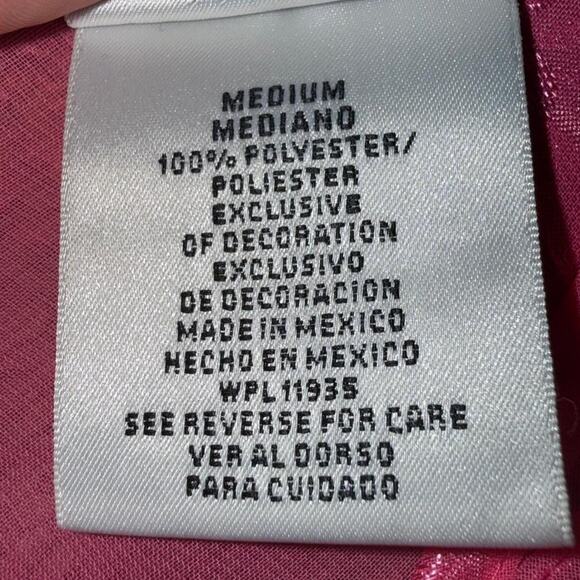 rare Y2K vintage vtg sheer pink embroidered slip dress sz M - Picture 6 of 7